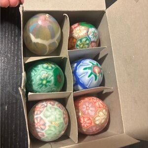 Floral Millefiori Style Egg Candles set for Easter or spring decoratin